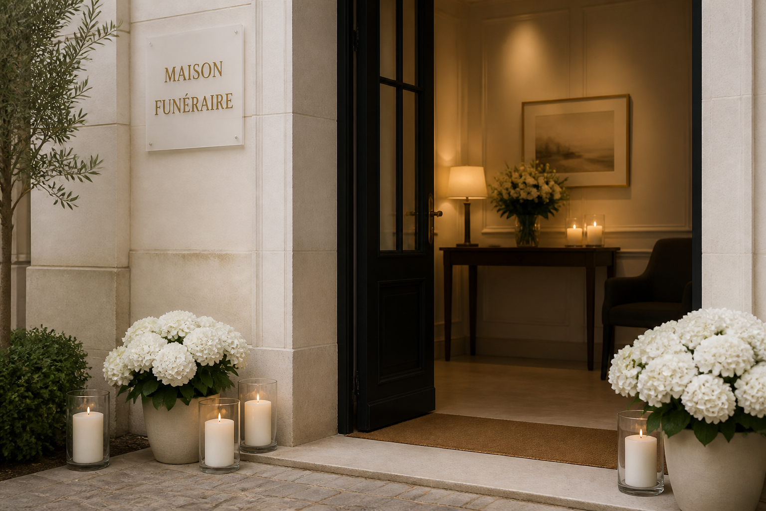 Entrée accueillante des Pompes Funèbres Martin à Valence